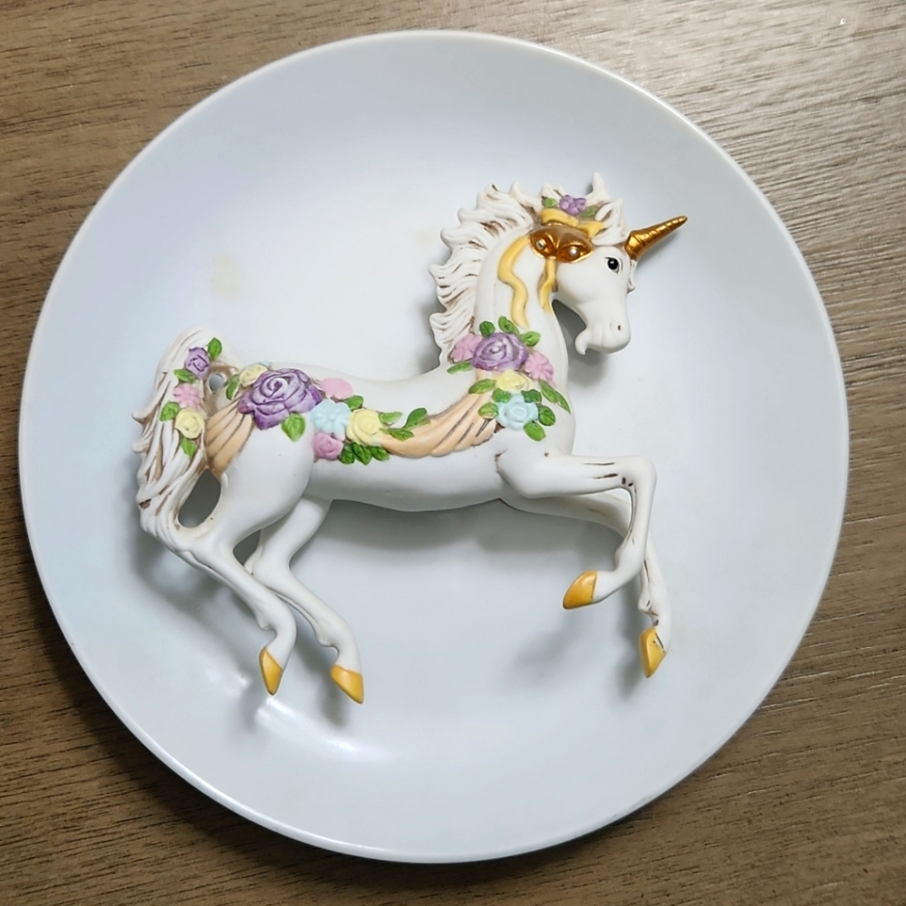 Vintage Unicorn Plate Porcelain